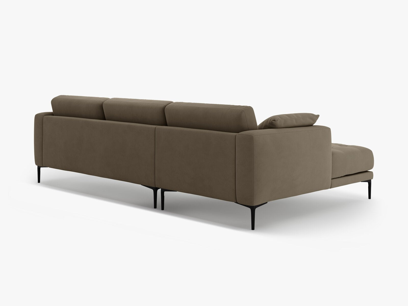 Micadoni Ecksofa Bemy 3-Sitzer Links Samt Grau Braun