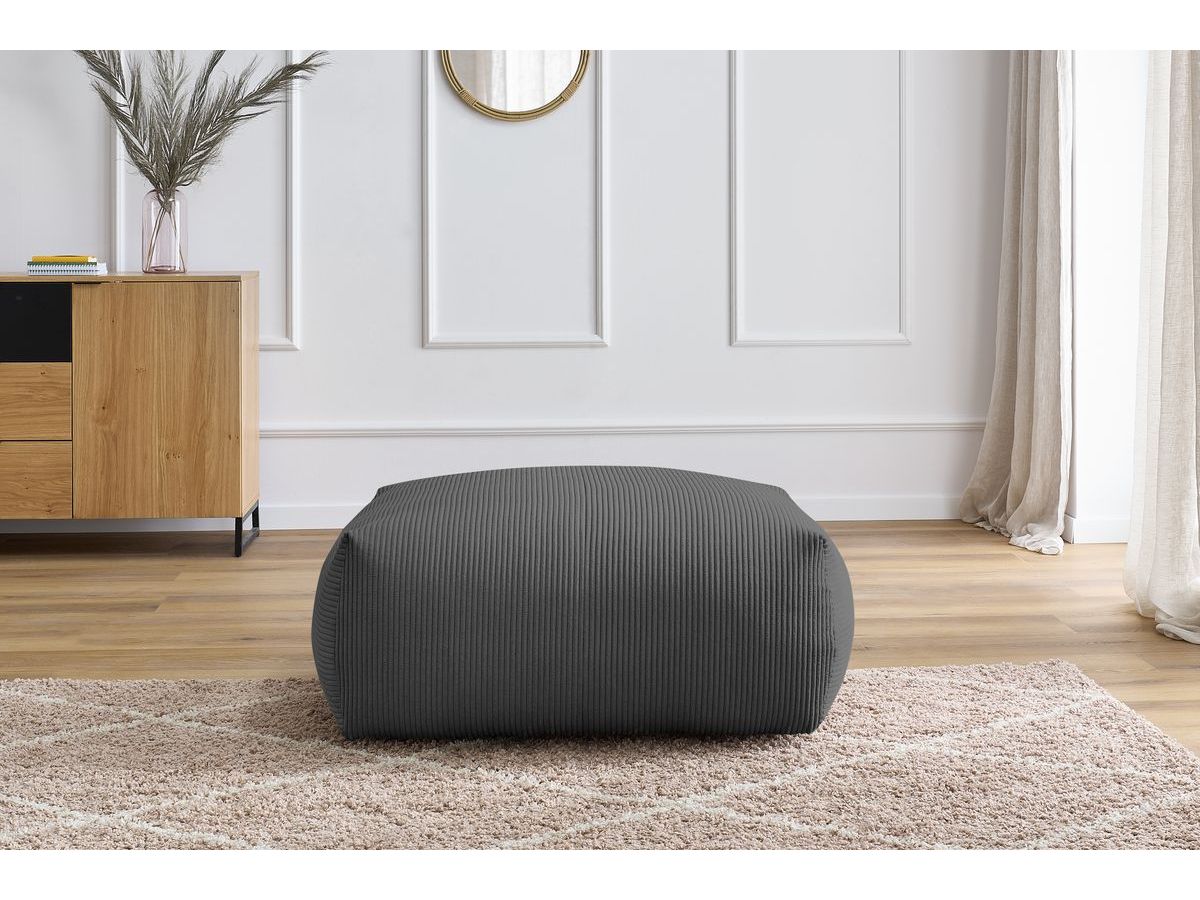Bobochic Voltaire Pouf 106 × 90 cm Cordsamt Dunkelgrau