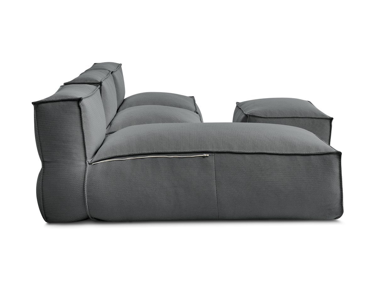 Bobochic Biarritz Gartensofa 4-Sitzer mit Pouf 252 × 168 cm Melange-Stoff Schwarz