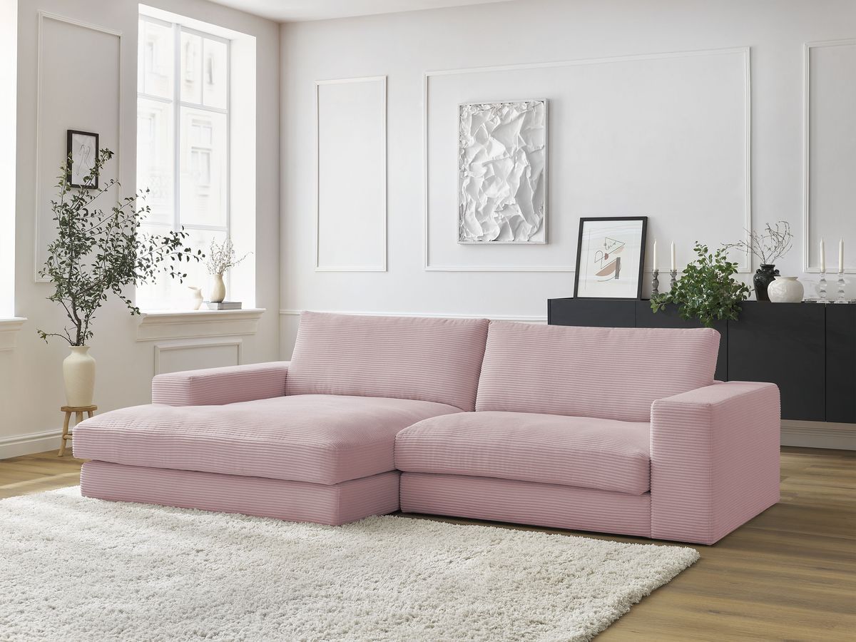 Bobochic Leonard Ecksofa 234 × 159 cm Cordsamt Violett Ecke links