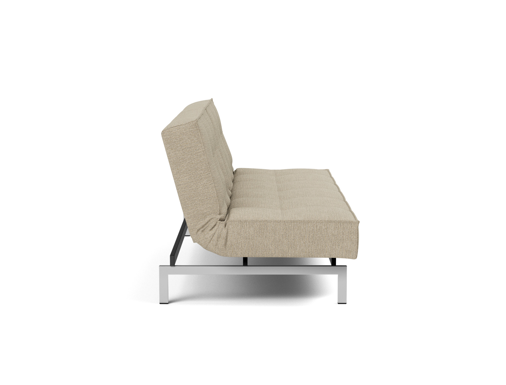 Schlafsofa Splitback Strukturierter Stoff Taura 356-Sand Beine Chrom