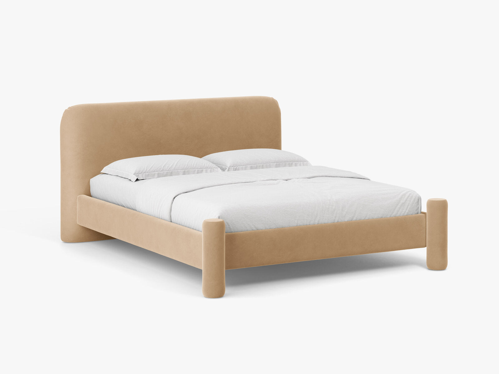 Micadoni Vera Bett mit Kopfteil Samt Casino Mandelbeige 140x200