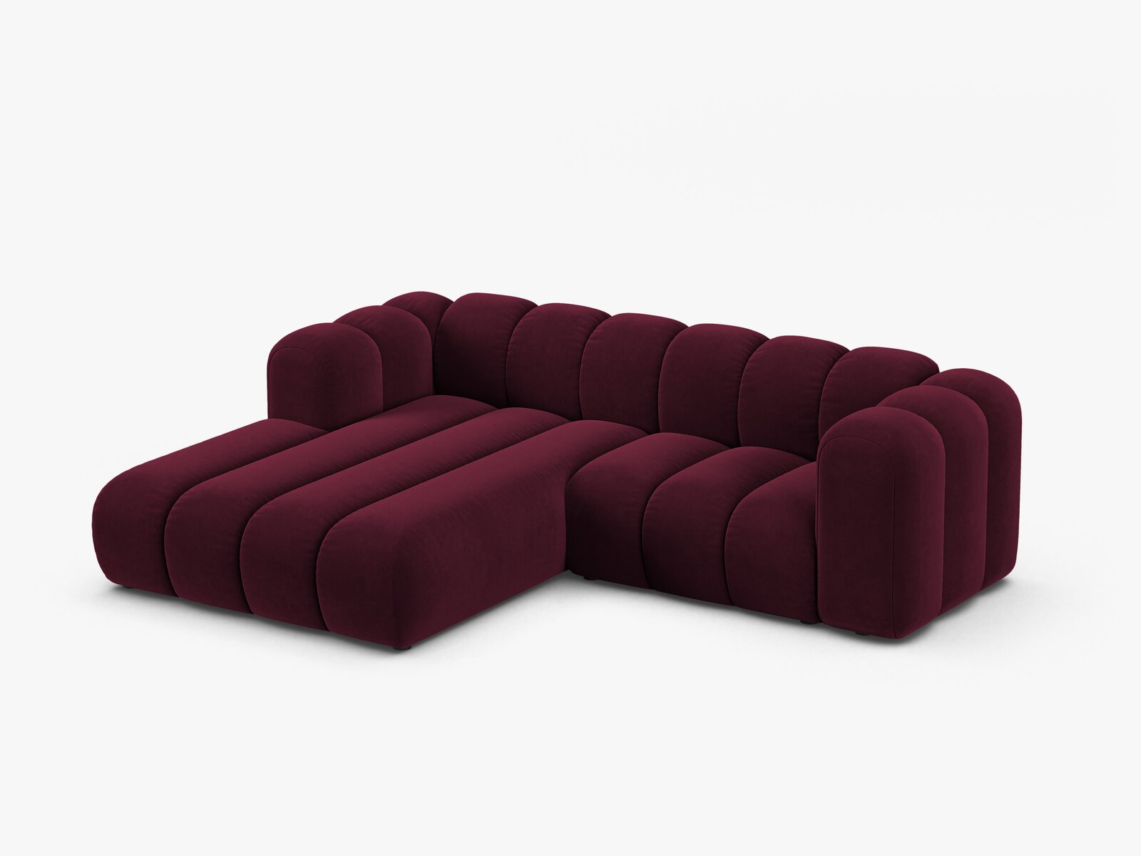 Micadoni Modulares Ecksofa Lupine 3-Sitzer Links Samt Venus Burgunder