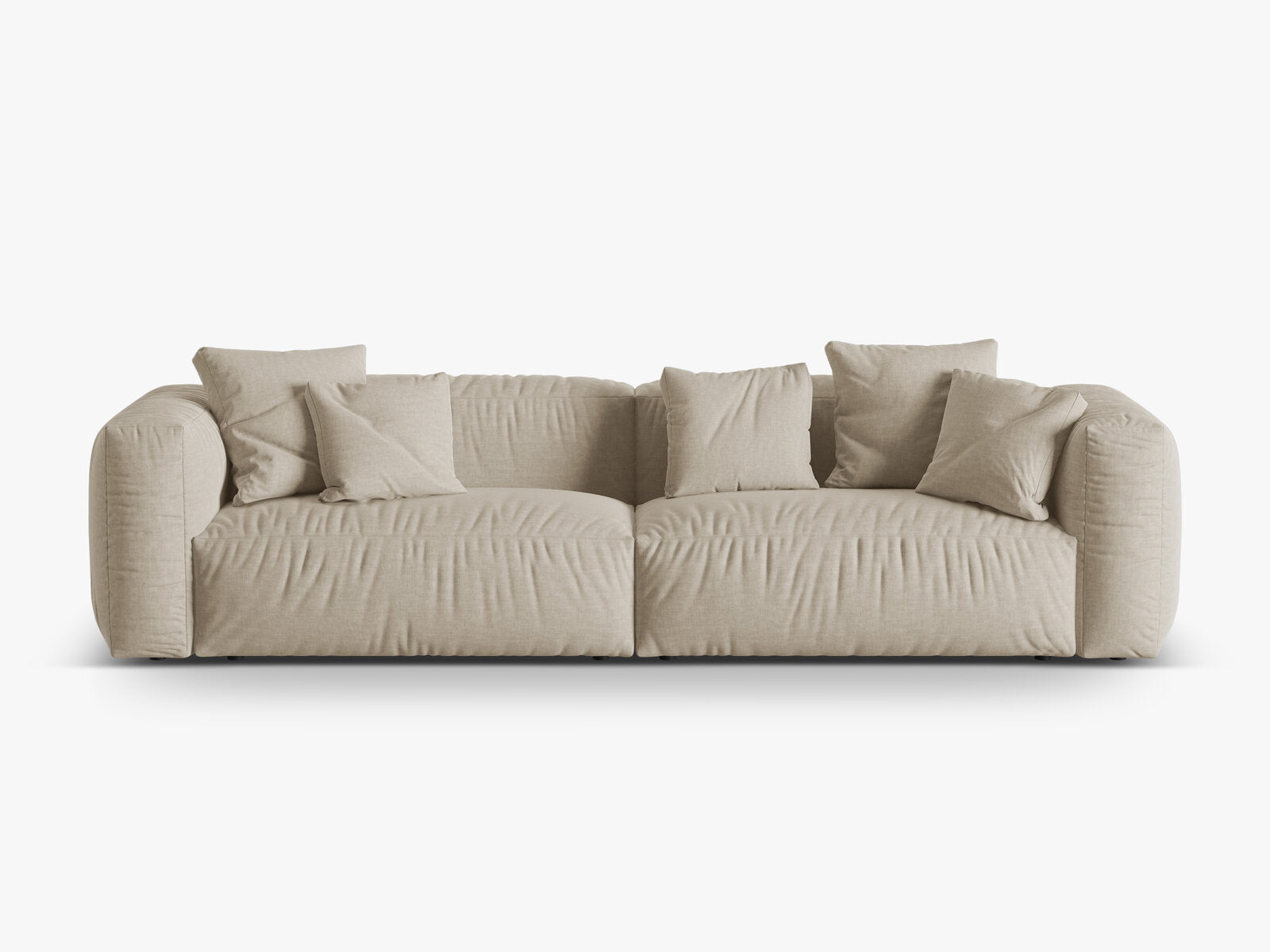 Micadoni Sofa Martina 4-Sitzer Strukturierter Stoff Boston Helles Beige