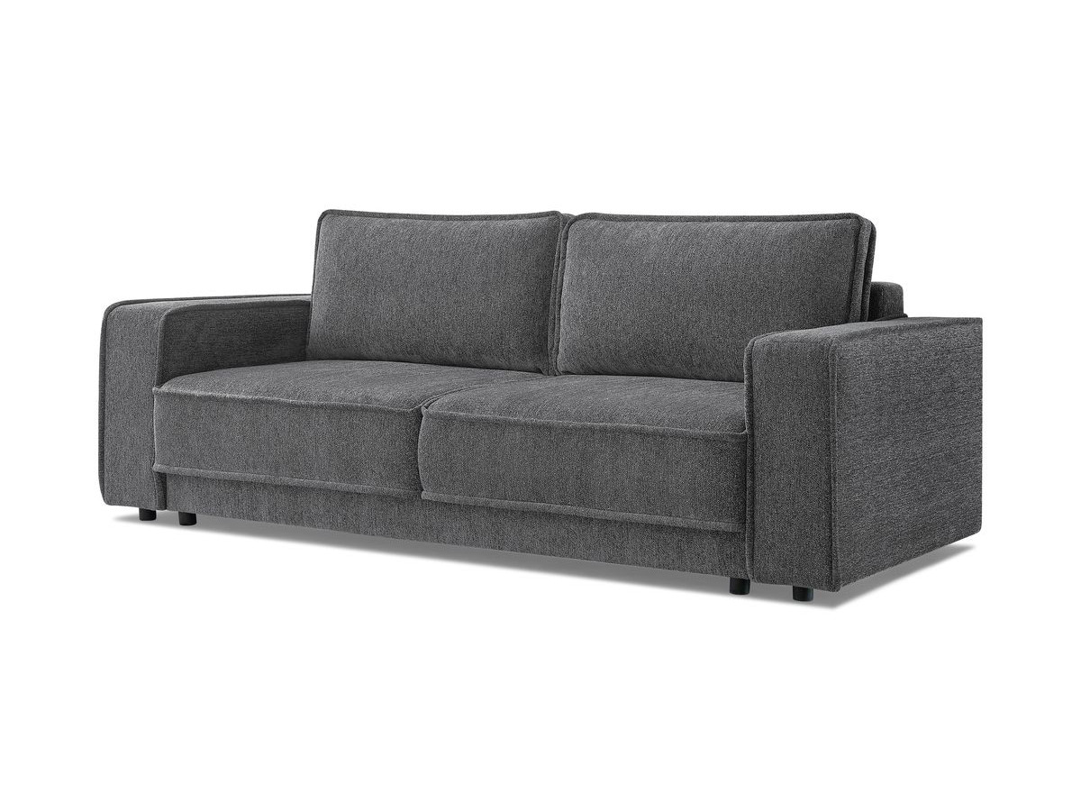 Bobochic Emile Schlafsofa 3-Sitzer mit Bettkasten Melange-Stoff Dunkelgrau