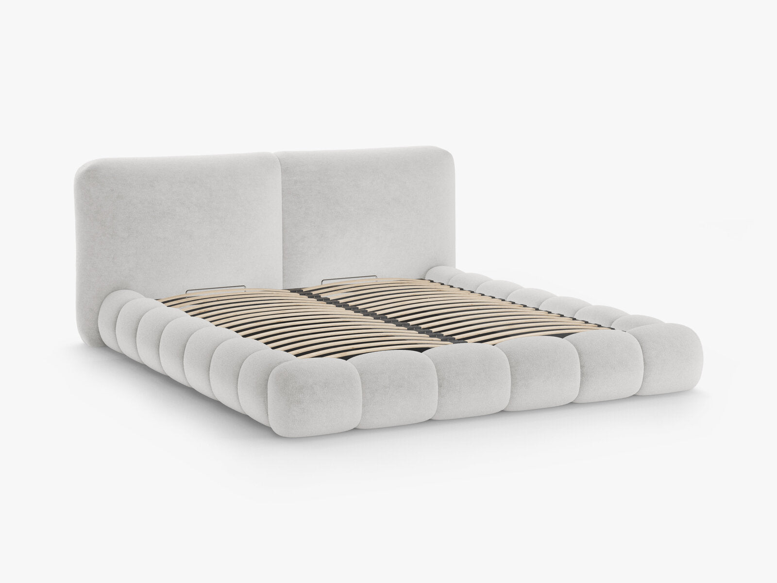 Micadoni Stauraumbett mit Kopfteil Solange Chenille Perfect Harmony Hellgrau 140x200