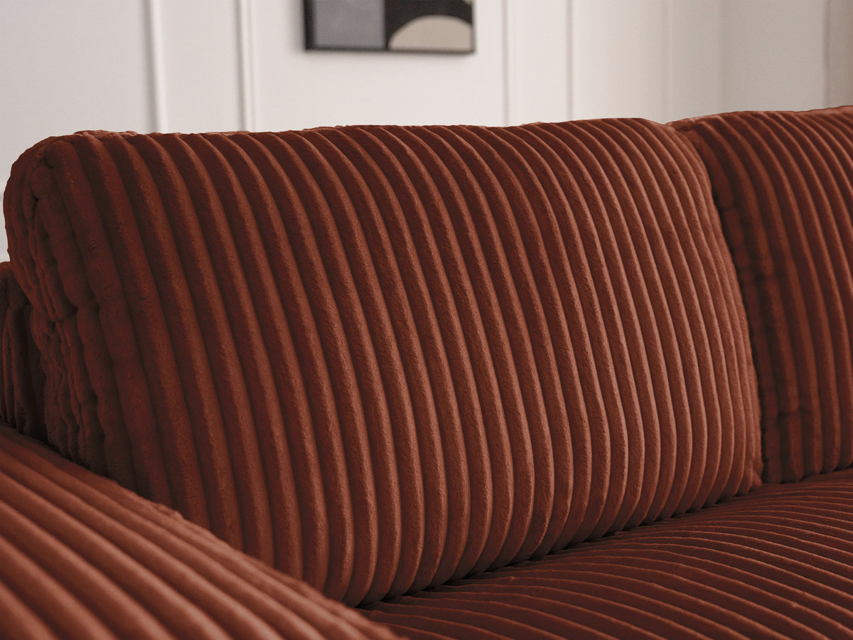 Bobochic Ibiza Schlafsofa 3-Sitzer Cordsamt Orange, Liegefläche 140 × 196 cm