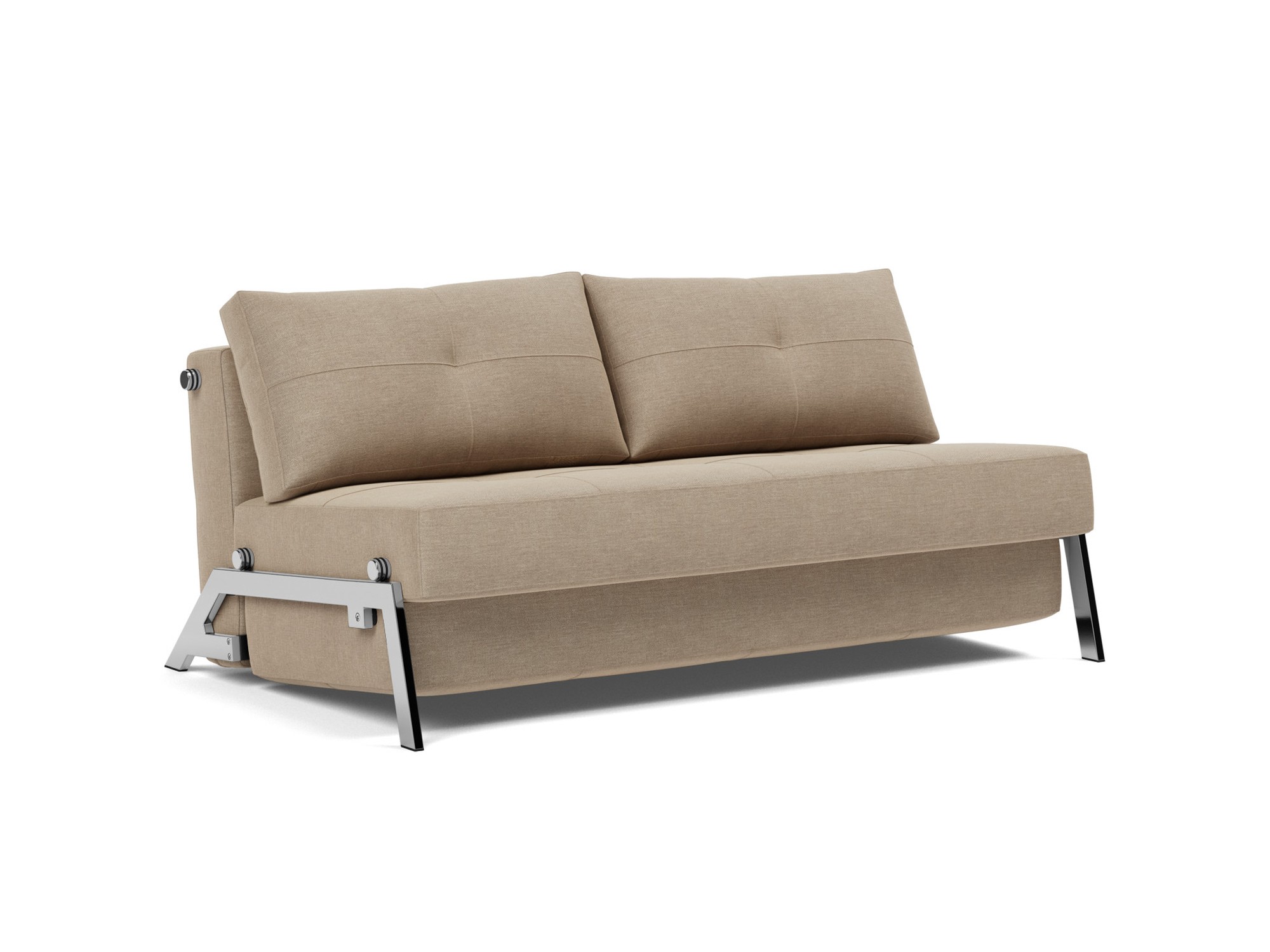 Schlafsofa Cubed 160 Flachgewebe Phobos 587-Mocha Beine Chrom
