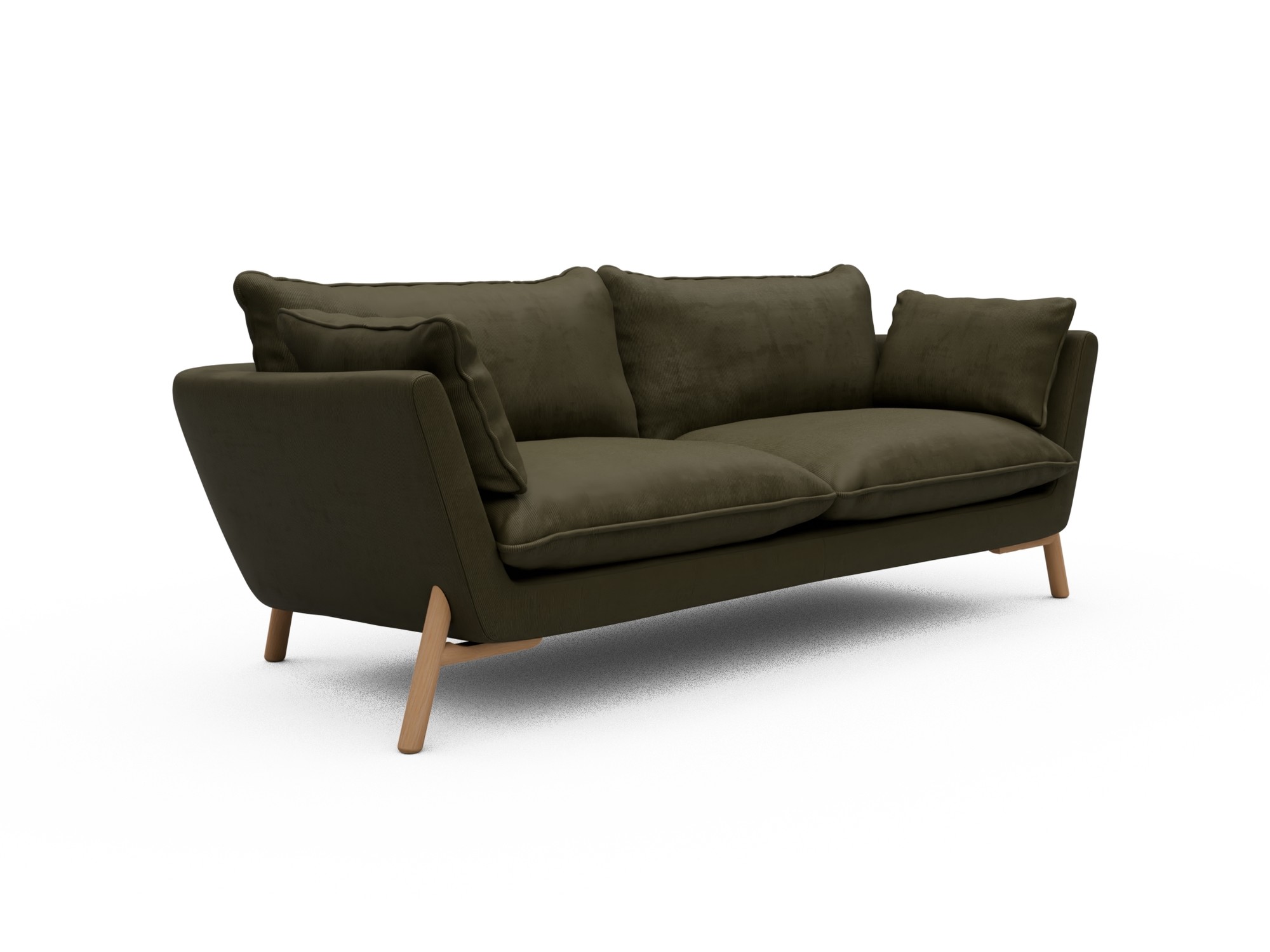 Skandi Home Sofa Emil Soft 3-Sitzer Beinfarbe Eiche Natur Cordufine-Pine-Green moebelfaktor