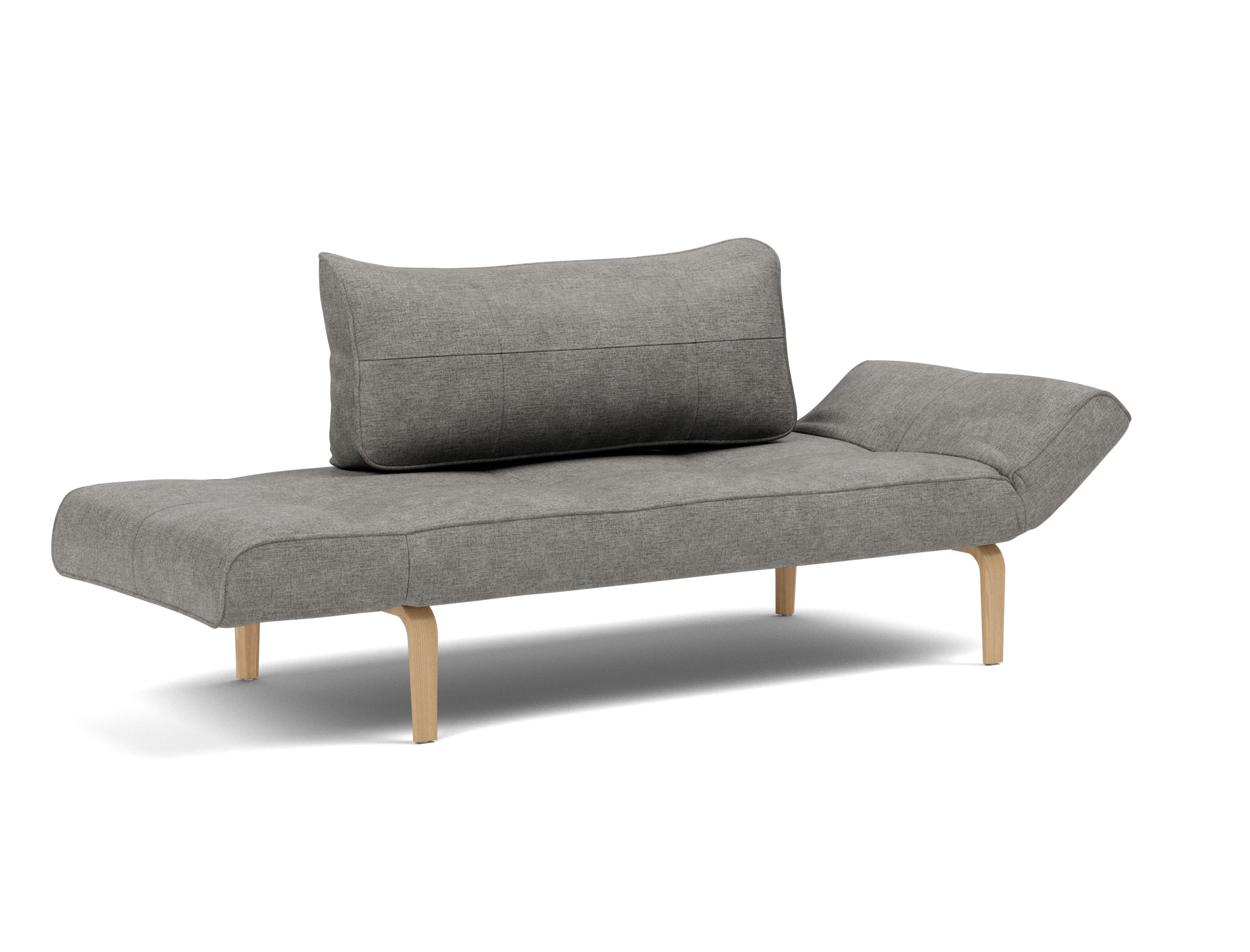 Tagesbett Zeal Flachgewebe Avella 282-Warm-Grey Beine Bow Eiche
