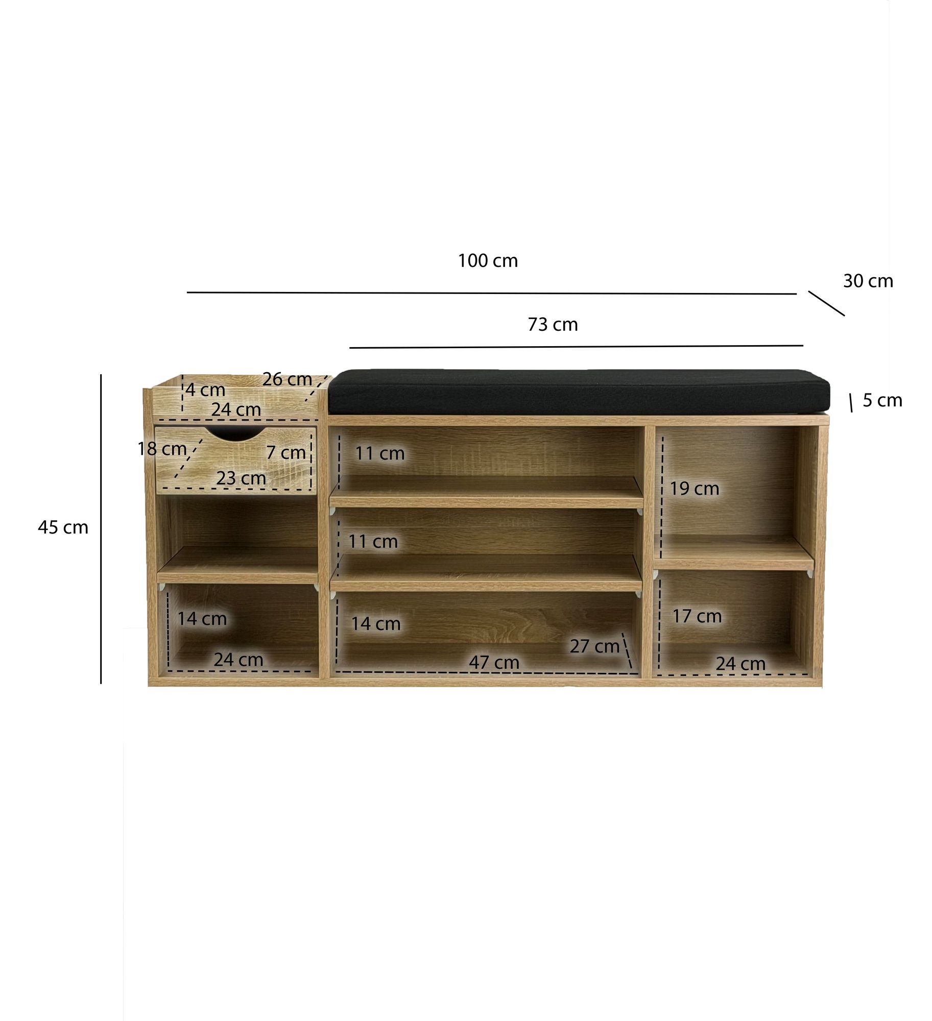 Schuhbank Naeroy Braun 100 × 30 × 45 cm