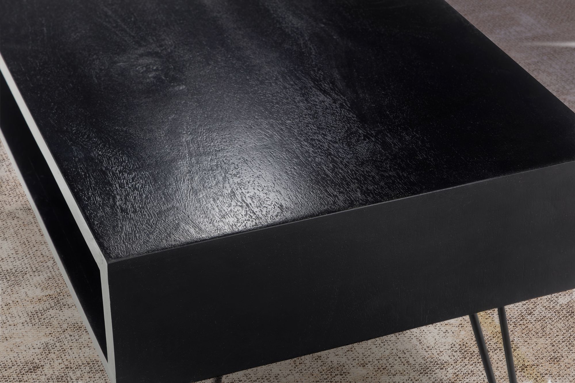 Couchtisch Vestby Massivholz Schwarz 100 × 50 × 40 cm