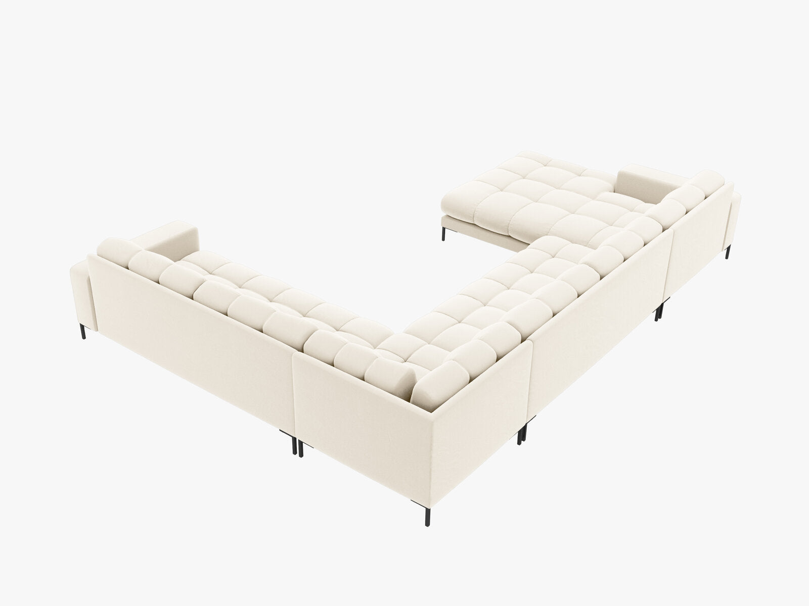Micadoni Wohnlandschaft Mamaia 7-Sitzer Rechts Samt Bluvel Helles Beige schwarze Beine
