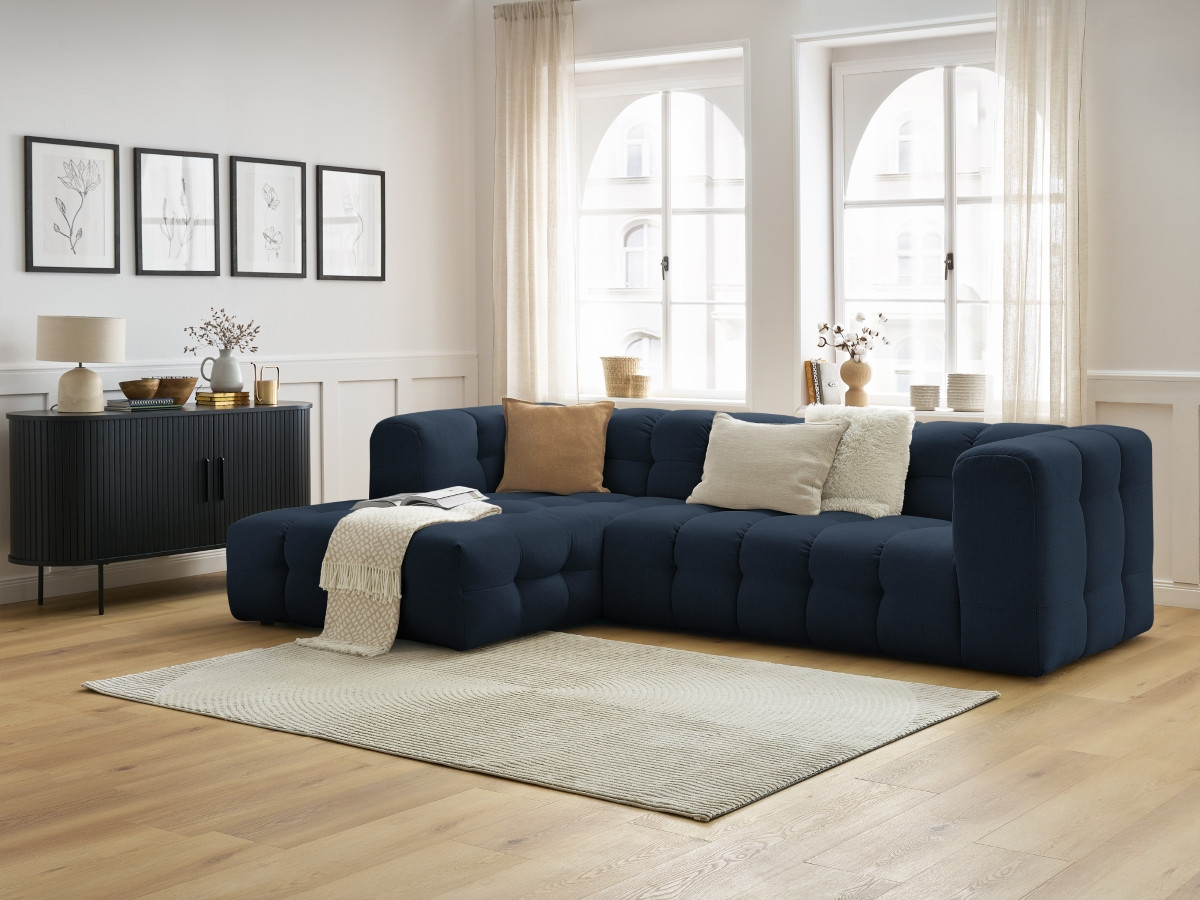 Bobochic Cloud Ecksofa 288 × 184 cm Stoff Dunkelblau Ecke links