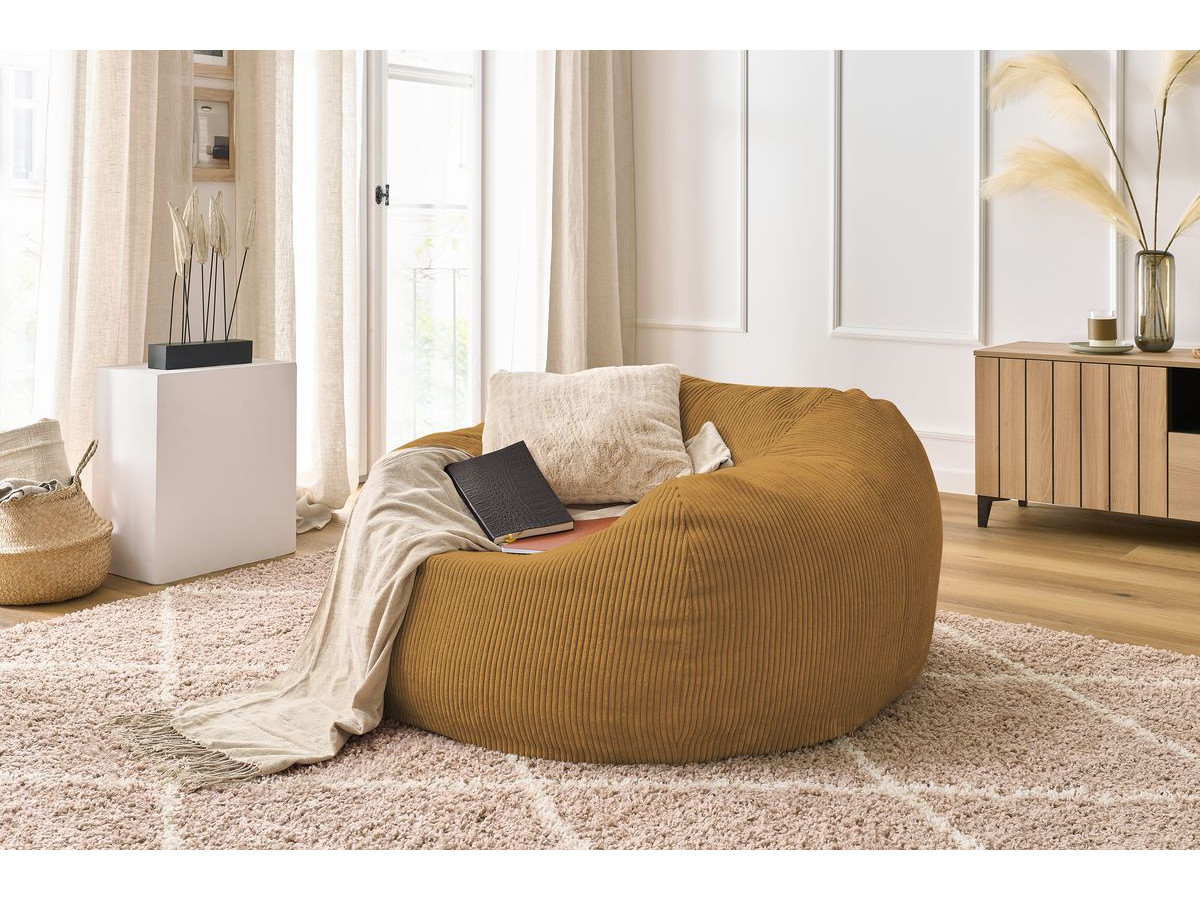 Bobochic Voltaire Pouf 120 × 70 cm Cordsamt Gelb