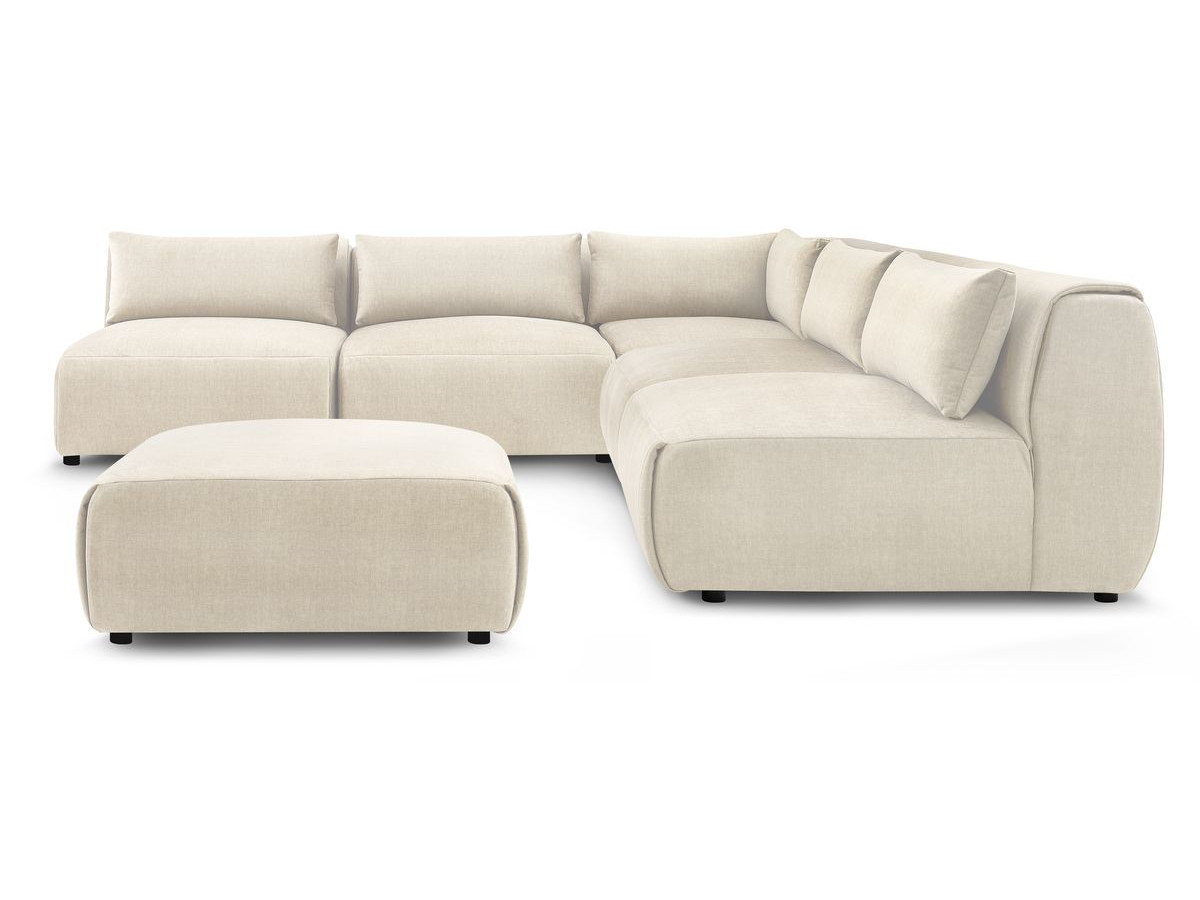 Bobochic Jeanne Ecksofa mit Pouf Samt Beige