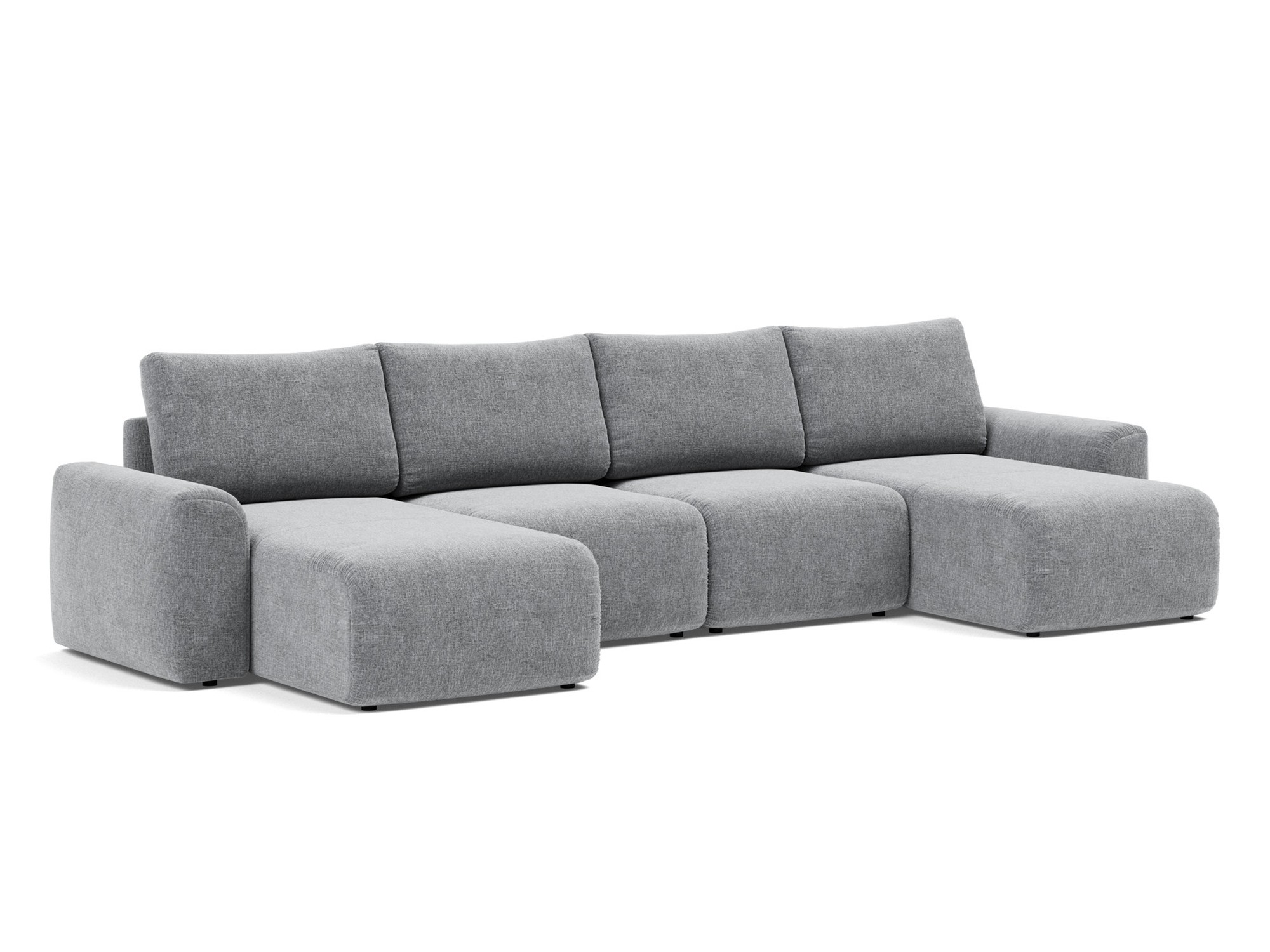 Schlafsofa Norum U-Form mit Chunky-Armlehnen Strukturierter Stoff Twist 565-Granite