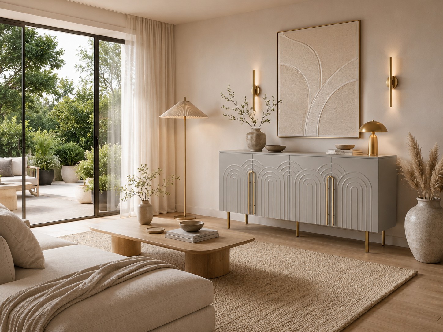 Livin Hill Sideboard Stilig, Beine Hellgrau/Goldfarben