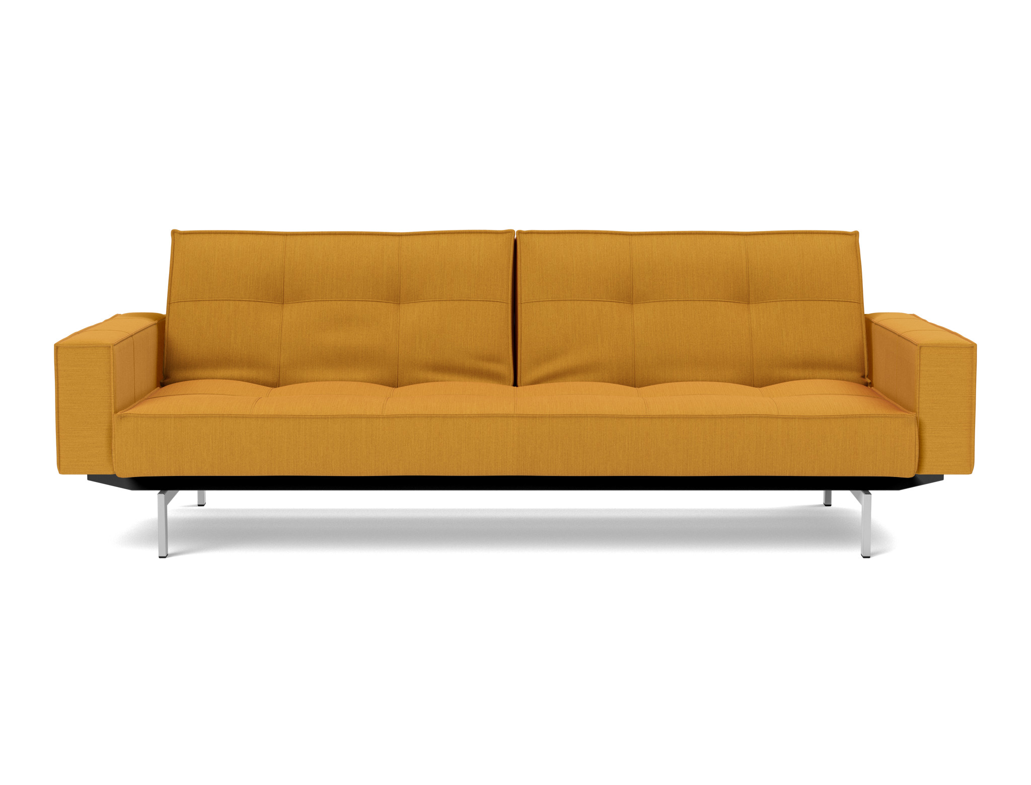 Schlafsofa Splitback mit Armlehnen Flachgewebe Elegance 507-Burned-Curry Beine Chrom