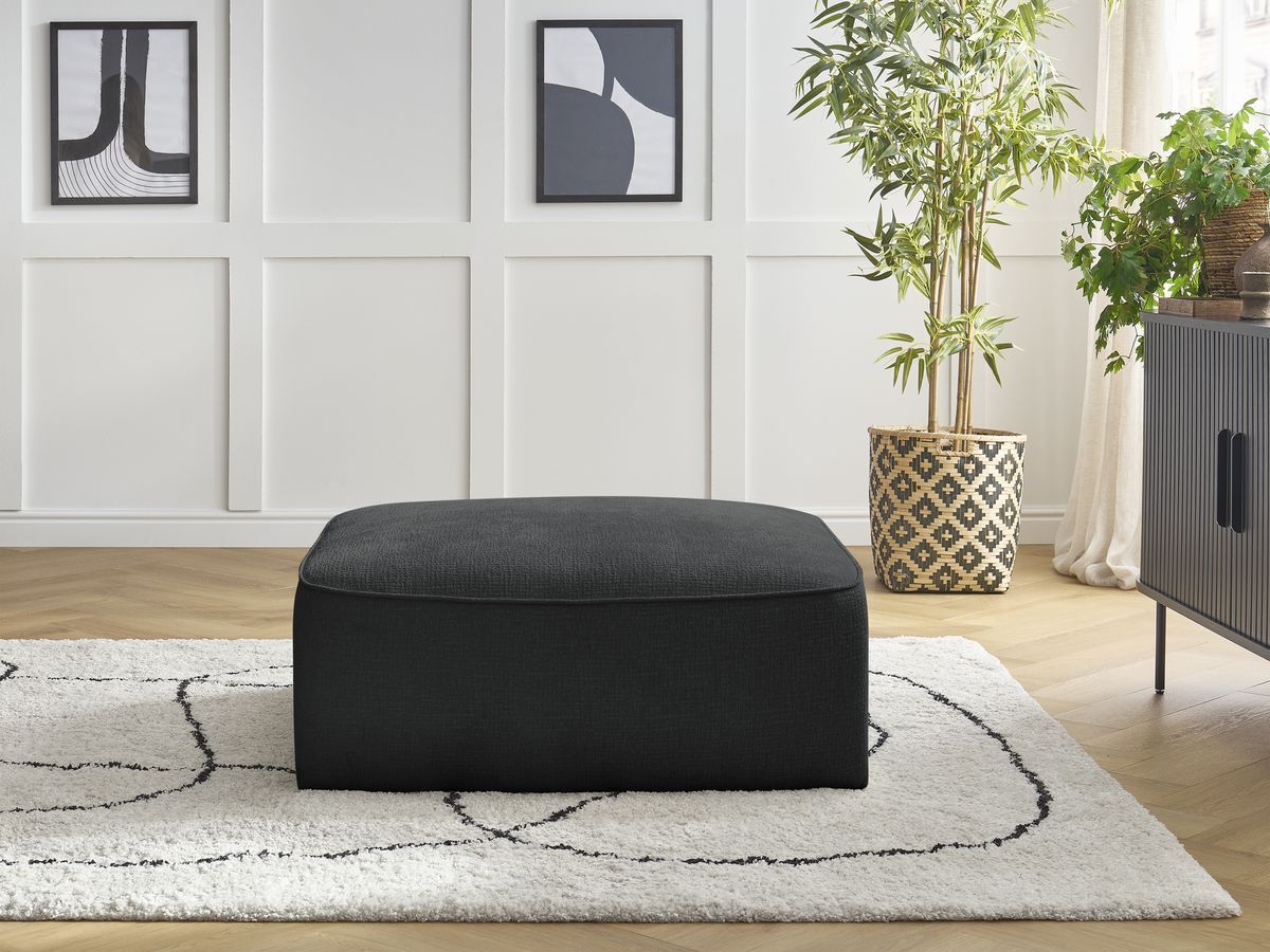 Bobochic Leopold Pouf Strukturstoff Schwarz