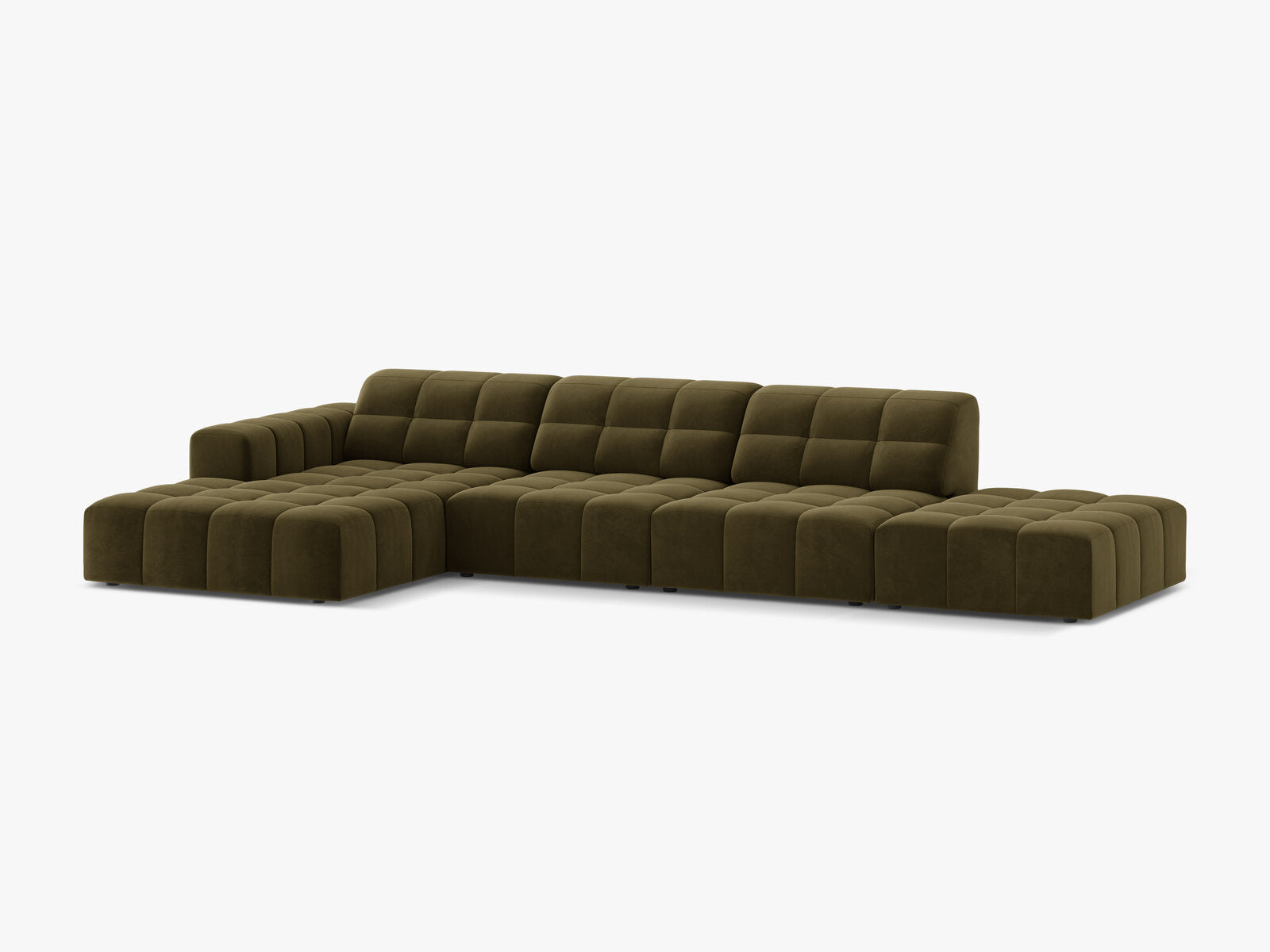 Micadoni Ecksofa Jennifer 5-Sitzer Links Samt Bluvel Grün