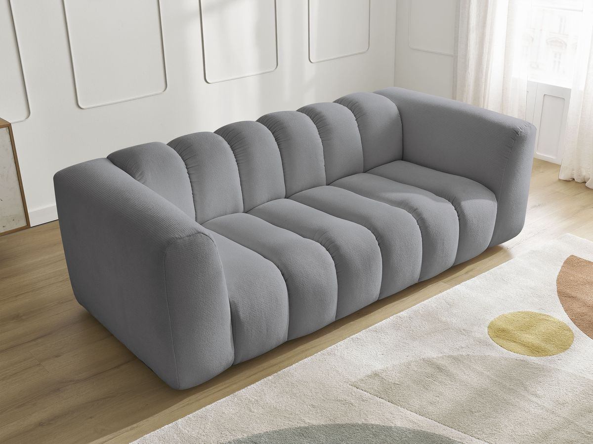 Bobochic Talia Sofa 3-Sitzer Melange-Stoff Hellgrau