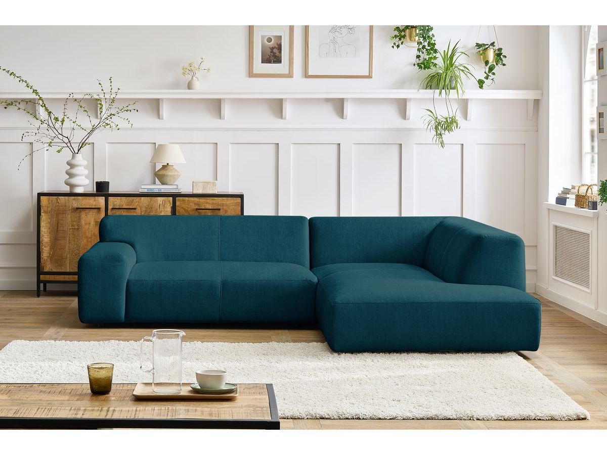 Bobochic Lavena Ecksofa 272 × 220 cm Samt Dunkelblau Ecke rechts