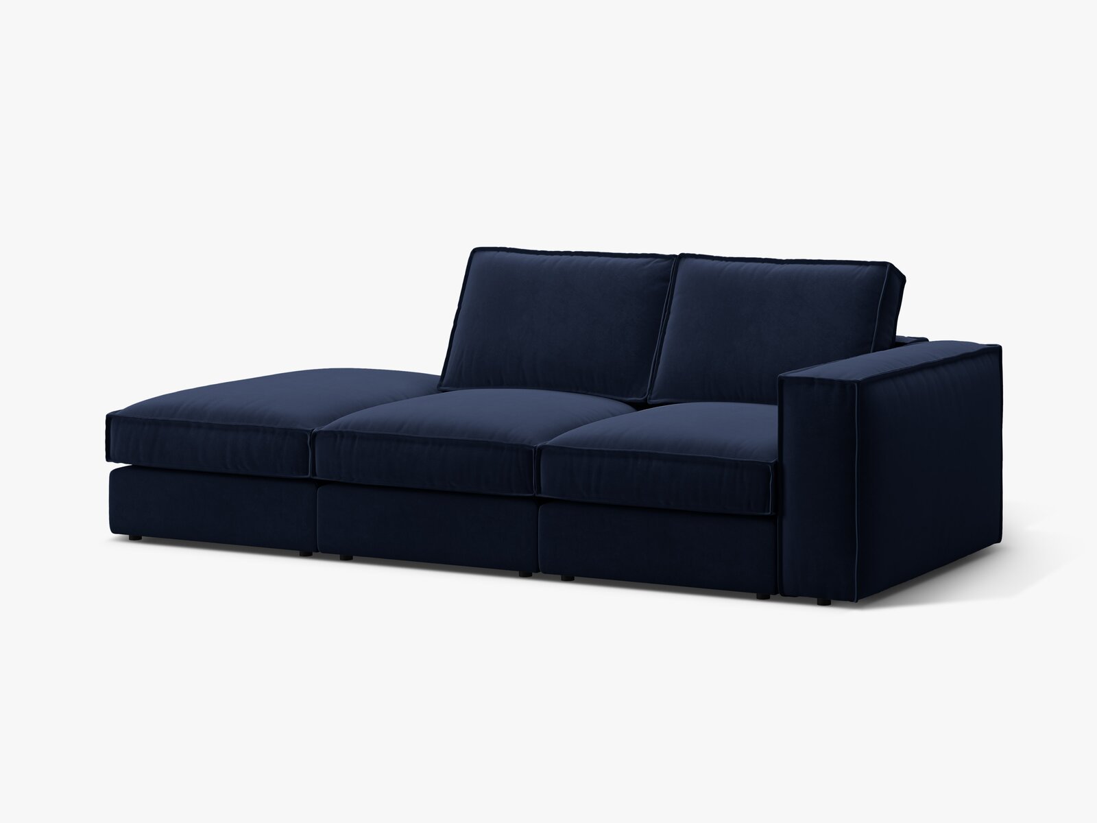 Micadoni modulares offenes Sofa Pola 3-Sitzer Links Samt Salvador Königsblau