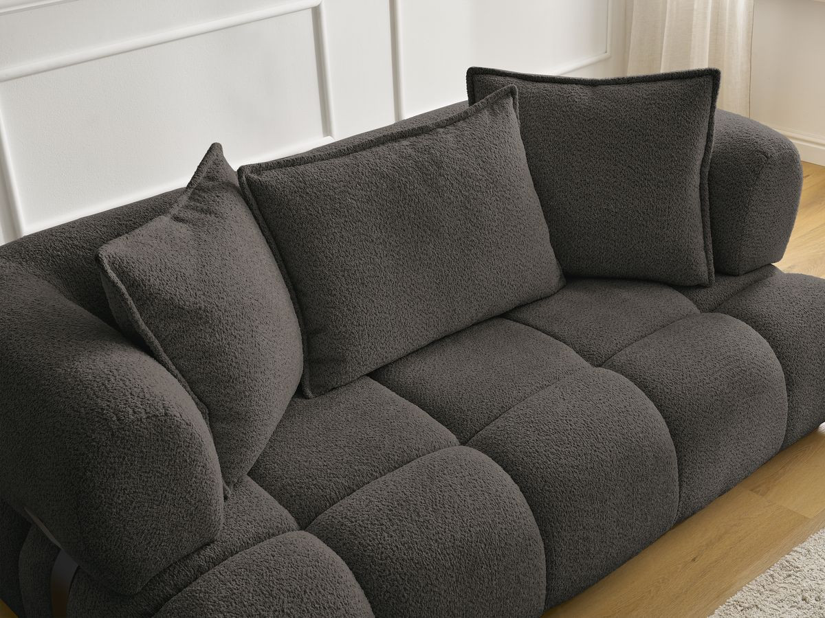 Bobochic Alya Sofa 2-Sitzer mit Pouf Bouclé-Stoff Braun