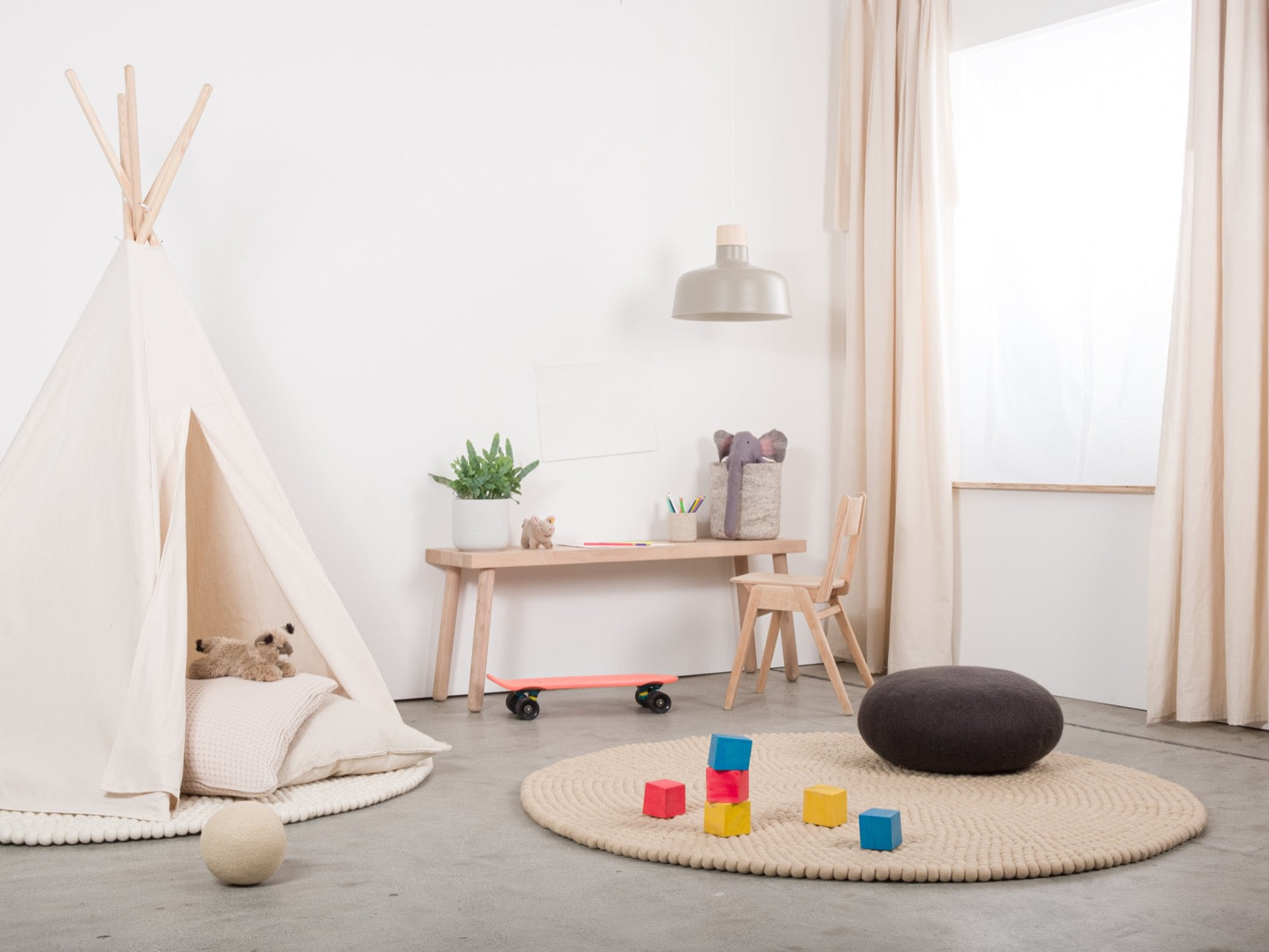 myfelt Levi Filzkugelteppich Beige rund Ø 50 cm