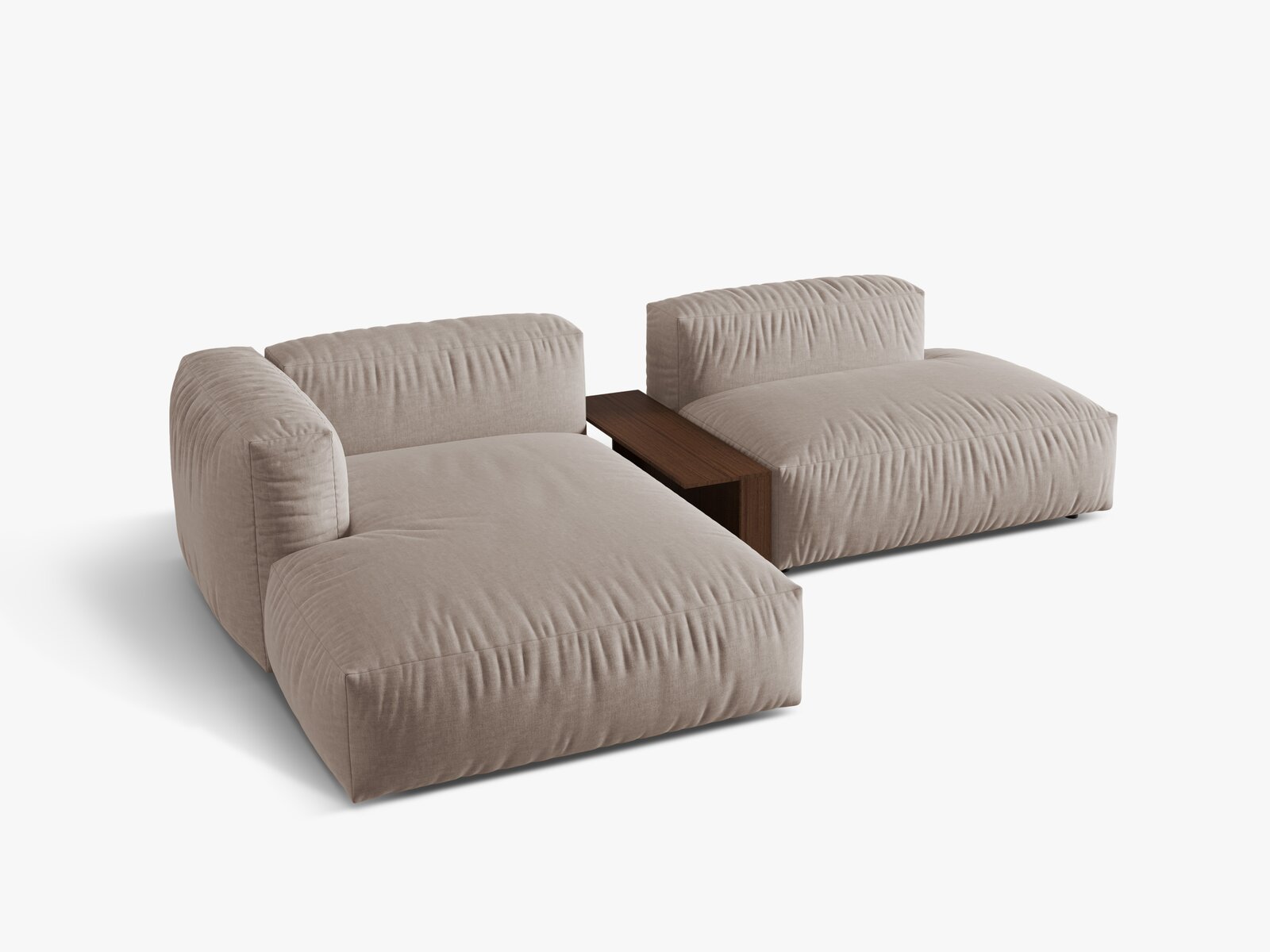 Micadoni Ecksofa Martina 2-Sitzer mit Couchtisch Links Strukturierter Stoff Dunkelbeige
