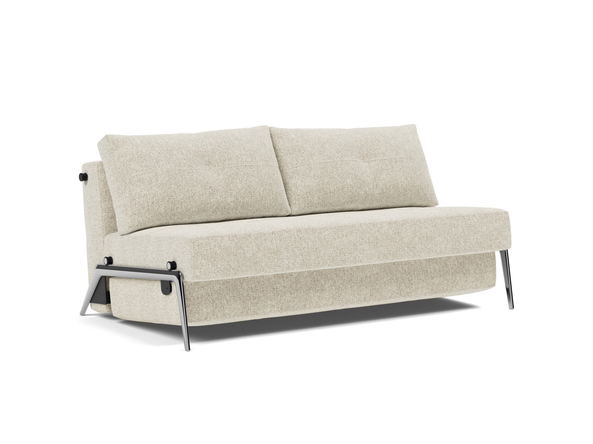 Schlafsofa Cubed 160 Strukturierter Stoff Taura 357-Off-White Beine Aluminium