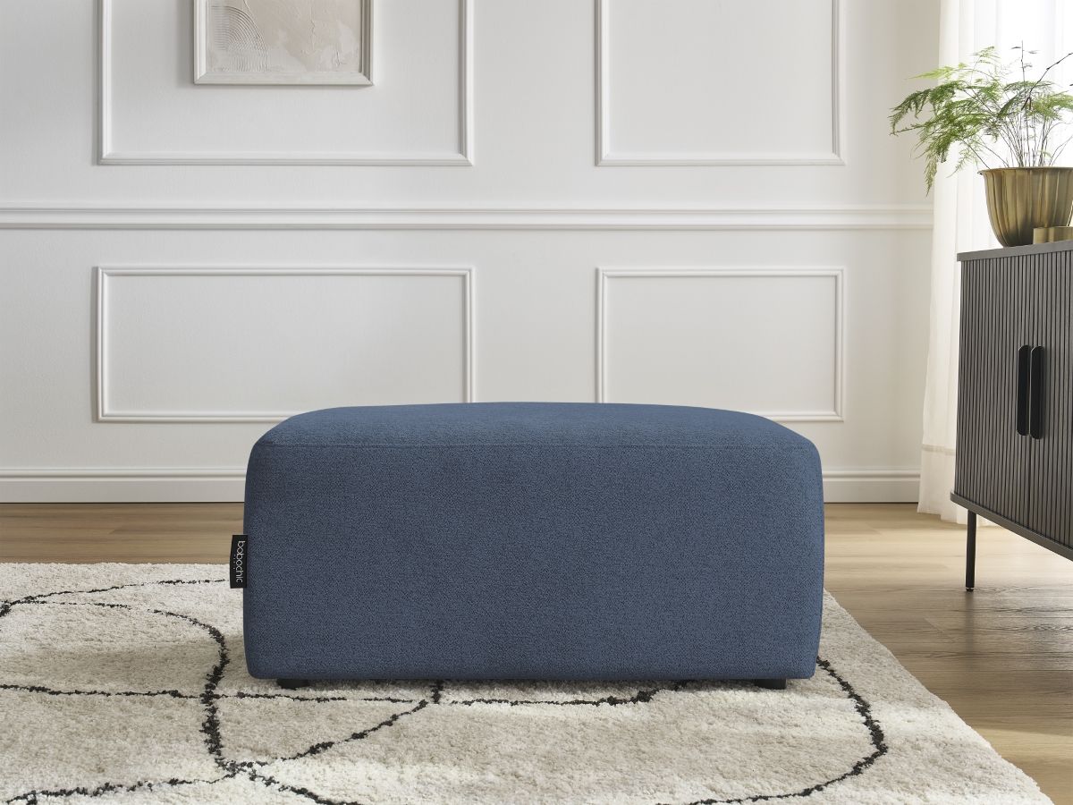 Bobochic Atilla Pouf Melange-Stoff Blau