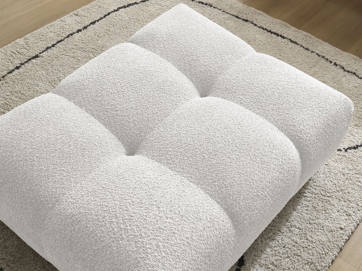 Bobochic Anakin Pouf Bouclé-Stoff Weiß