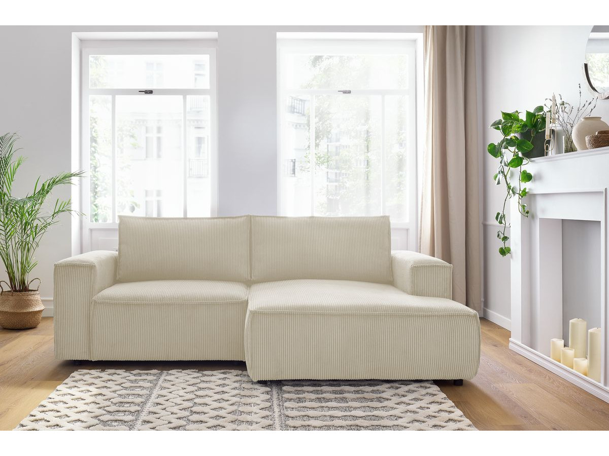 Bobochic Nihad Ecksofa Cordsamt Beige Ecke rechts