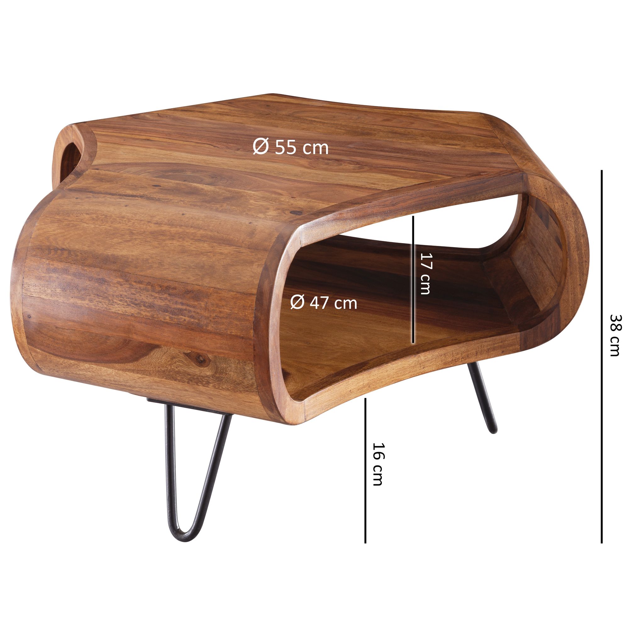 Couchtisch Broager Sheesham Massivholz 55 × 55 × 38 cm