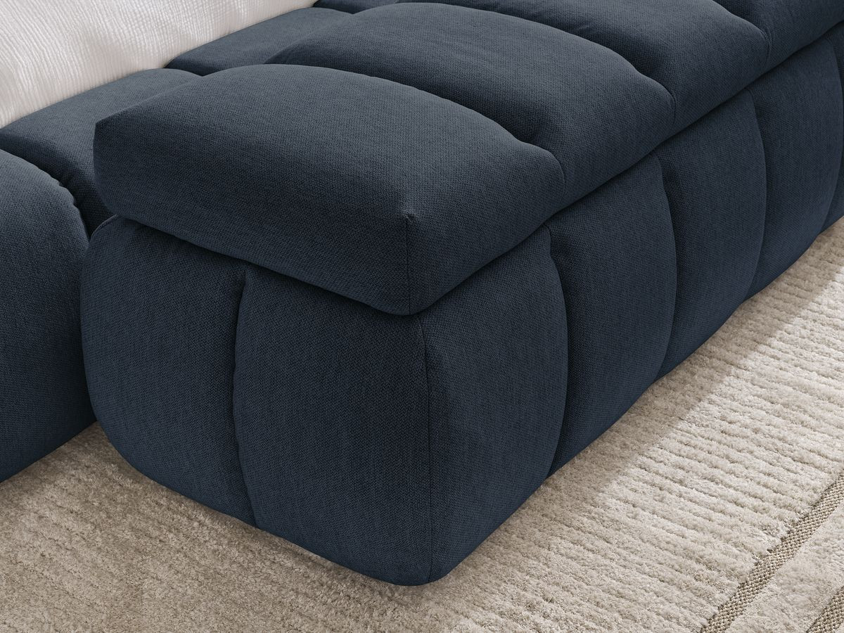 Bobochic Denali Polsterbett mit Bettkasten mit Bettbank Stoff Dunkelblau, Liegefläche 180 × 200 cm