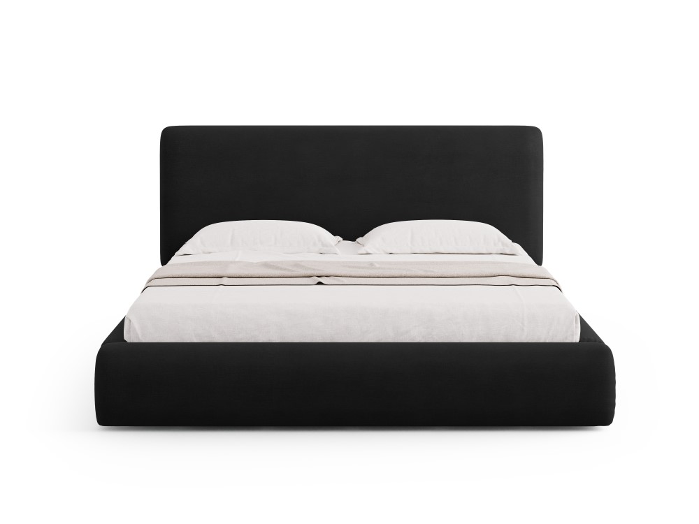 Cosmopolitan Design Stauraumbett mit Kopfteil Colonel 180x200 Chenille Rebel Schwarz