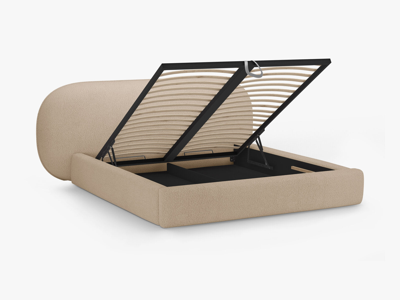 Micadoni Stauraumbett mit Kopfteil Ovalo Boucle Baloo Beige 140x200