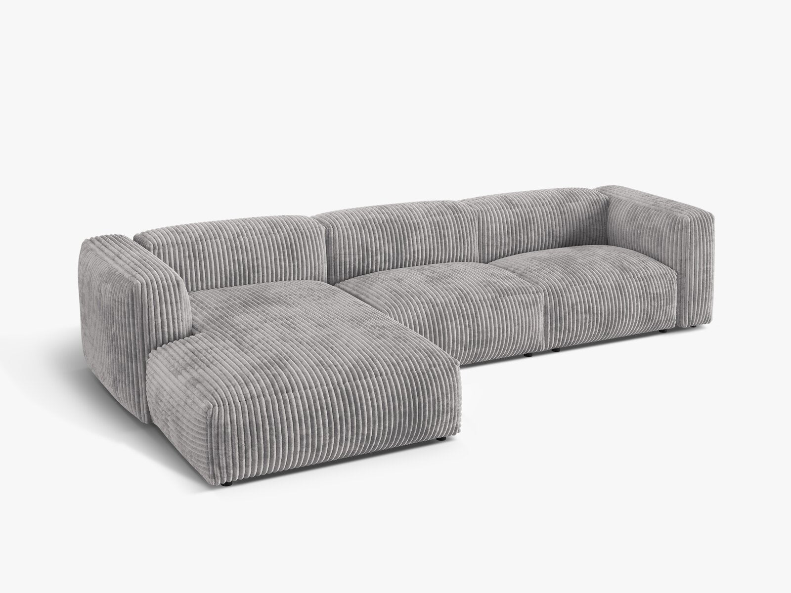 Micadoni Ecksofa Martina 3-Sitzer Links Kord Tilia Hellgrau