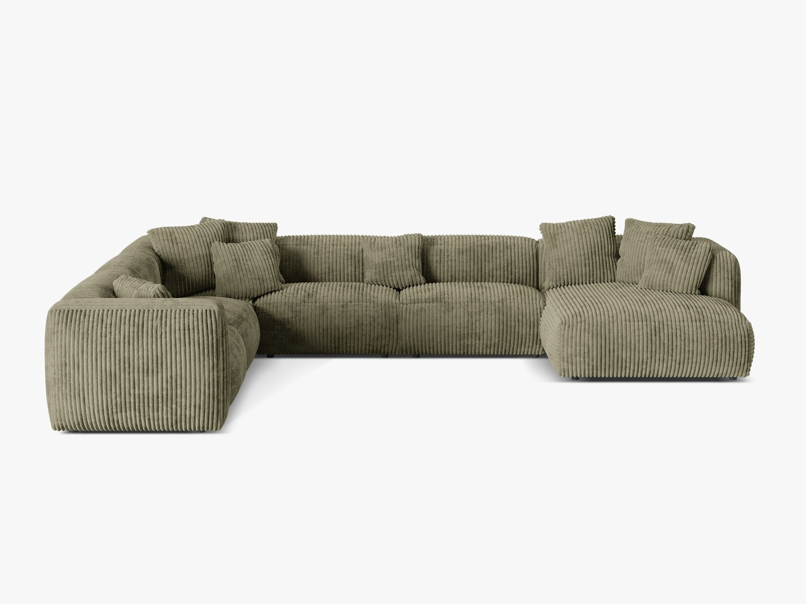 Micadoni modulares Ecksofa XL Martina 6-Sitzer Links Kord Tilia Moßgrün