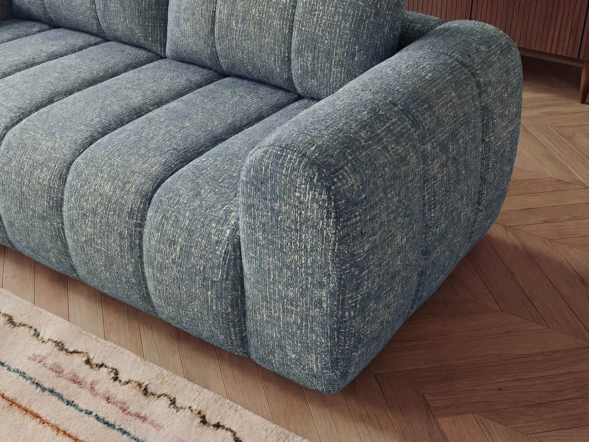 Bobochic Nesty Ecksofa 272 cm Melange-Stoff Blau Ecke links