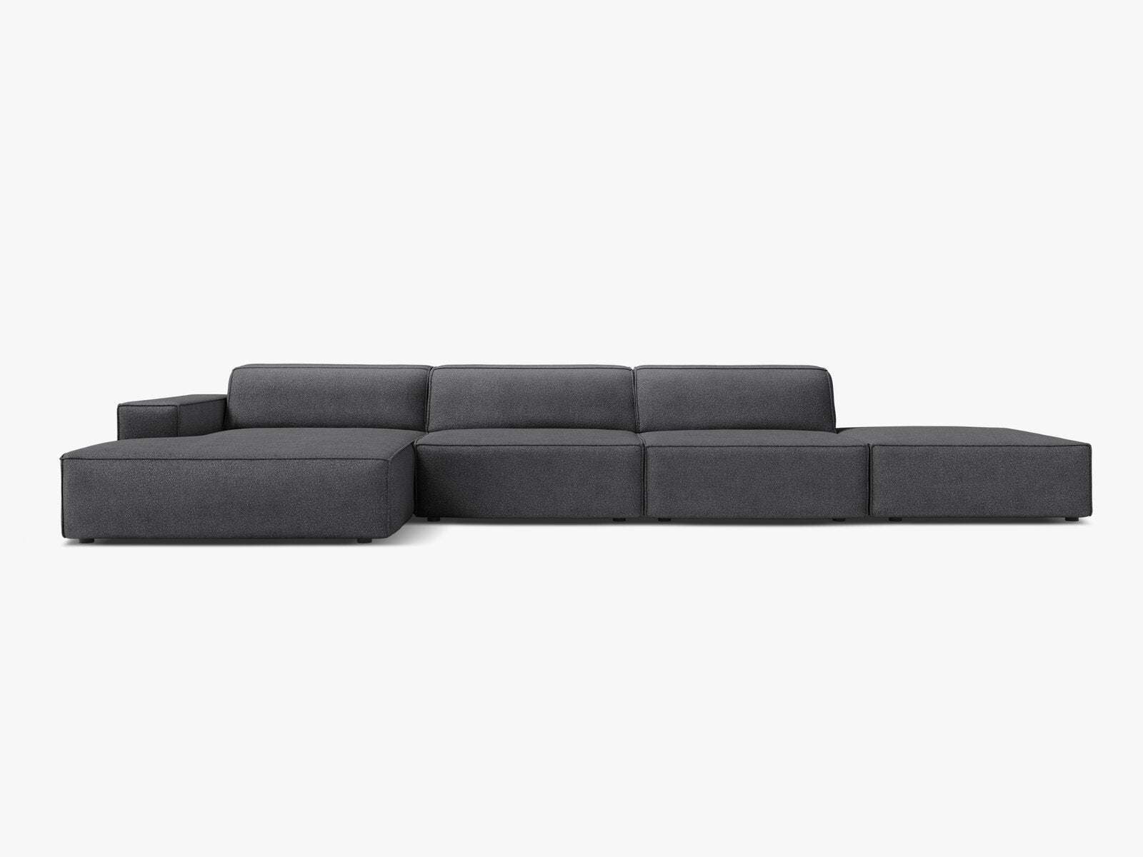 Micadoni Ecksofa Jodie 5-Sitzer Links Boucle Baloo Dunkelgrau
