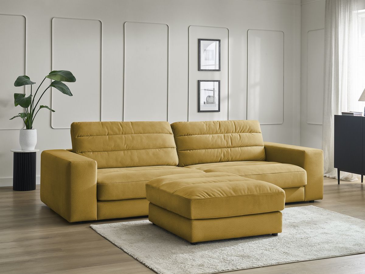 Bobochic Sierra Sofa 4-Sitzer mit Pouf Samt Gelb