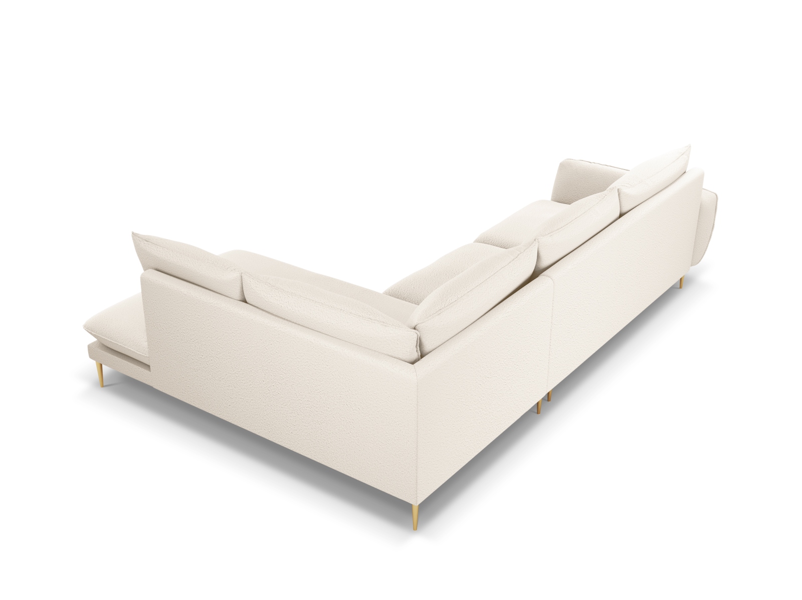 Cosmopolitan Design Ecksofa Vienna 6-Sitzer Boucle Ascot Beige Rechts Beine Gold