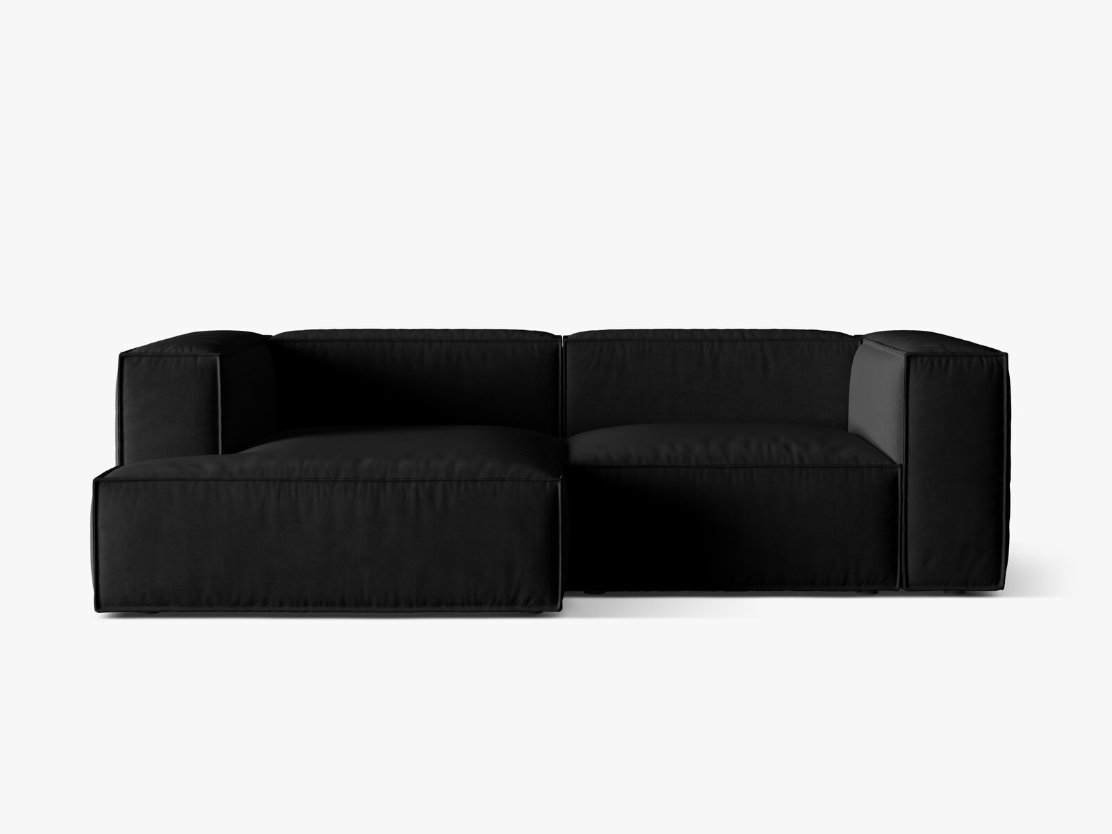 Micadoni Ecksofa Nuria 3-Sitzer Links Samt Schwarz