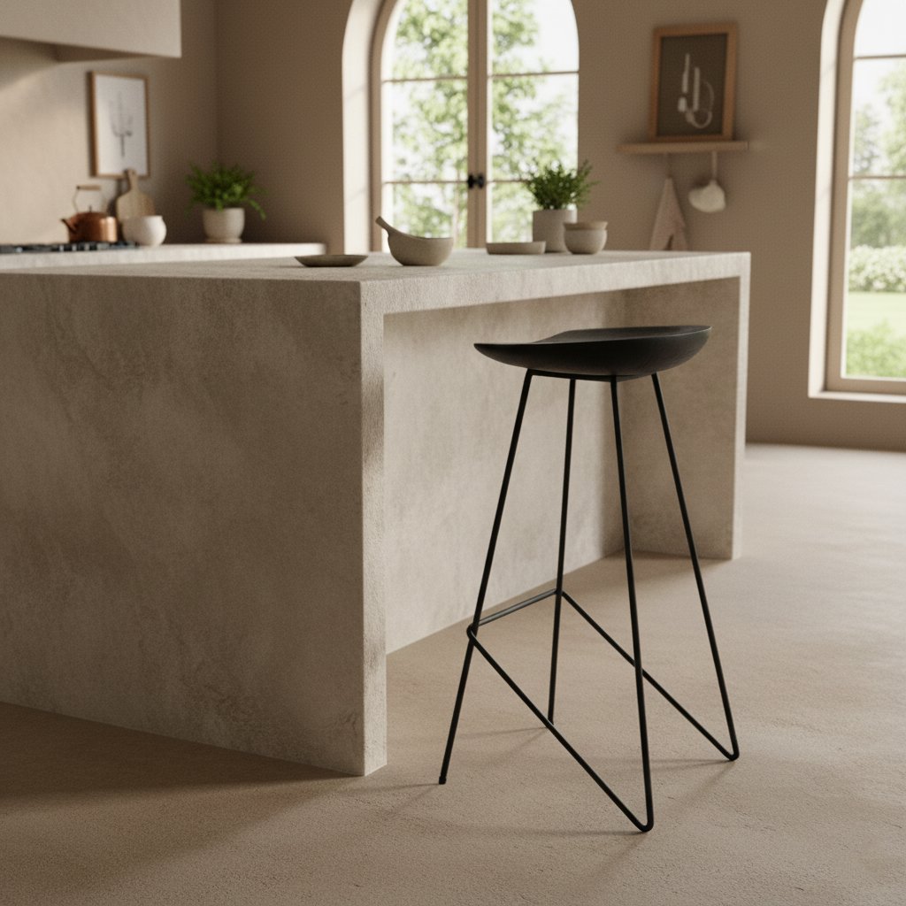 Raw Materials Loft Barhocker aus Teakholz schwarz 41x42x77cm