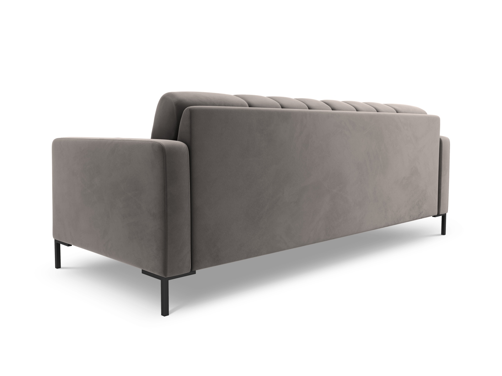 Cosmopolitan Design Sofa Bali 4-Sitzer Samt Bluvel Hellgrau Beine Schwarzes Metall