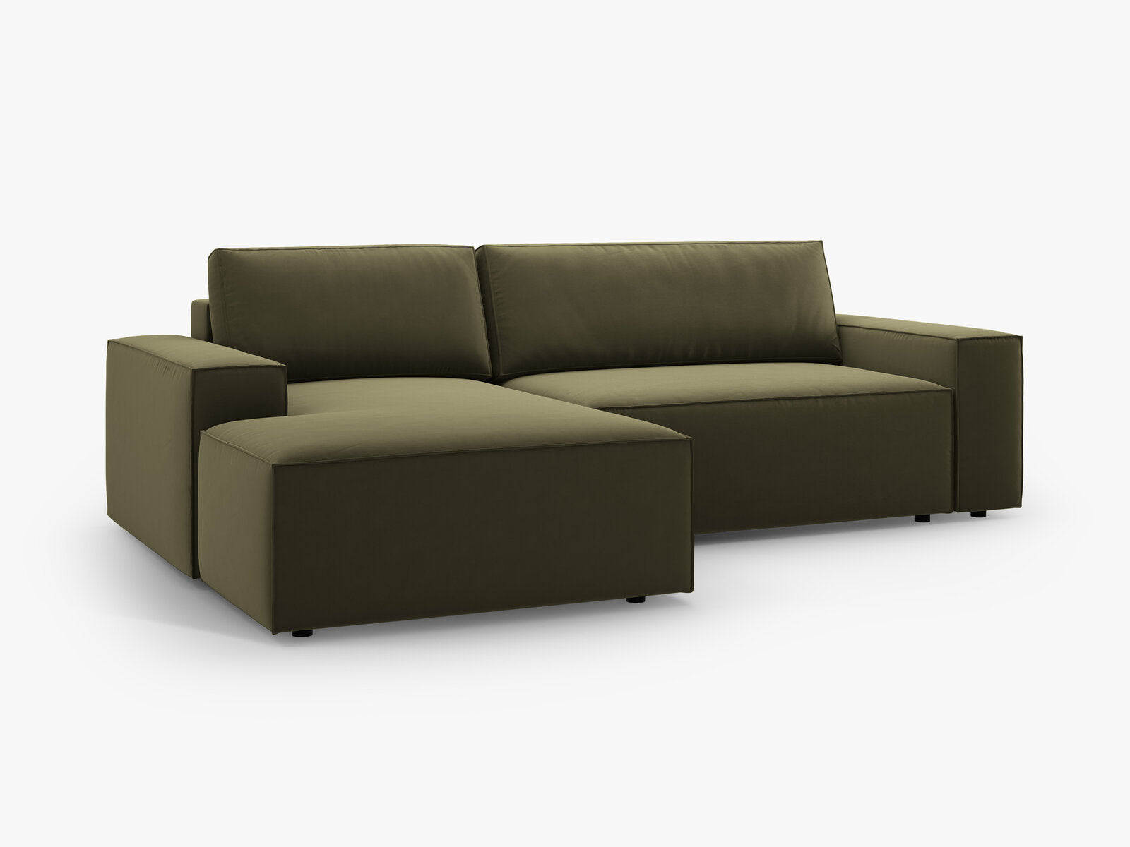 Micadoni Schlaf-Ecksofa Jodie 3-Sitzer Links Samt Grün