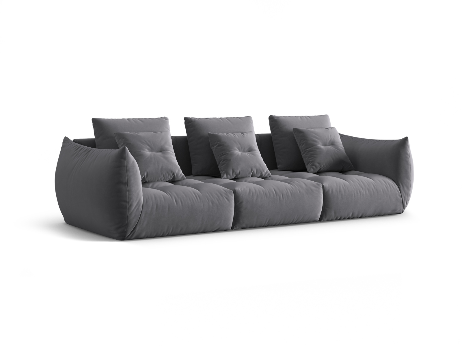 Micadoni Sofa Bloom 4-Sitzer Samt Dunkelgrau